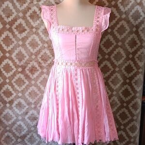 Free People Pink Lace Trim Dress
